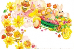 Tropical bike制作：2013いつもと違うワイルドな２人☆なかよしのくまバチさんにフルーツのおすそわけ。くまバチさんも代わりにあまーいハチミツをくれました。