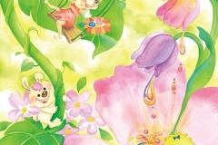 クリエーター制作：2011お花から採った色で、葉っぱのおっきいキャンバスにお絵描き。あれ？味見をしているのは誰かな？？