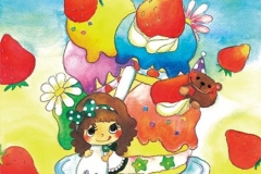おっきなケーキ制作：2010色とりどりのケーキ。あれ…？誰かつまみ食い？？友達の誕生日に描いた作品で、上の旗に名前を書けます。